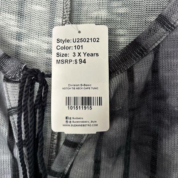 SIMPLE by Suzanne Betro Cape Sleeve Tunic Top Women's 3X Gray/Black Stripe NEW - Picture 8 of 8